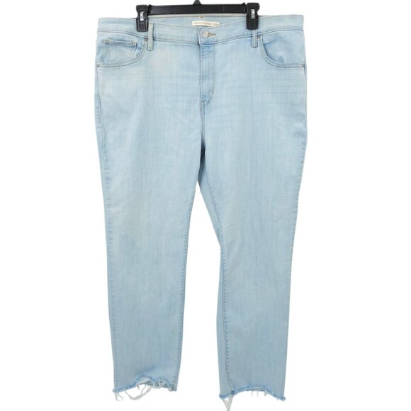 Levis 724 High Rise Straight Jeans Womens Size 20W Frayed Hem Light Wash Denim - Picture 1 of 15